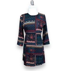 Women’s small Abercrombie and Fitch earthy fall peasant multicolored short dress